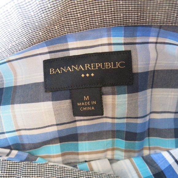 Banana Republic Factory Plaids Checks Button Down Long Sleeve Shirt Size Medium - Picture 5 of 7
